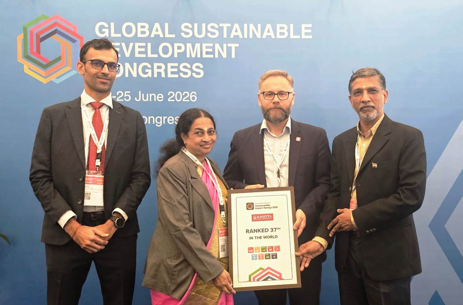 Amrita University ranked 37th globally in the THE Sustainability Impact Rankings 2026.
